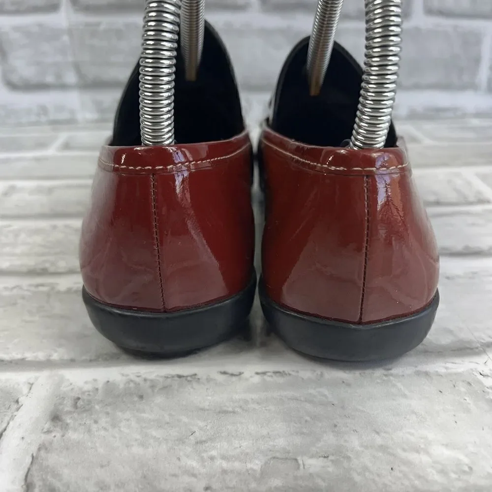 Talbots Women's Size 7 B Red Patent Leather Slip On Loafers Shoes